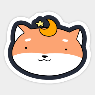 Star and Moon Shiba Face Sticker